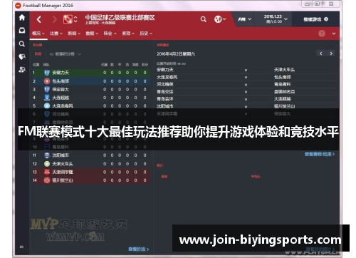 FM联赛模式十大最佳玩法推荐助你提升游戏体验和竞技水平