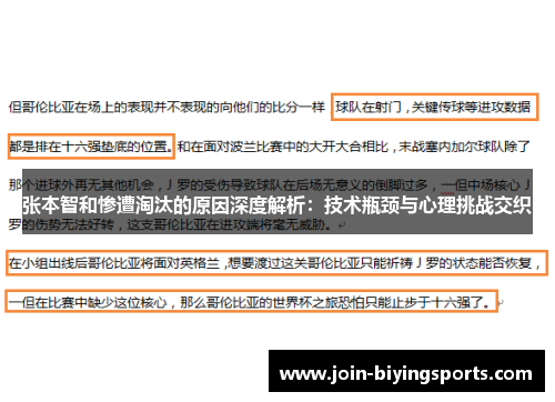 张本智和惨遭淘汰的原因深度解析：技术瓶颈与心理挑战交织