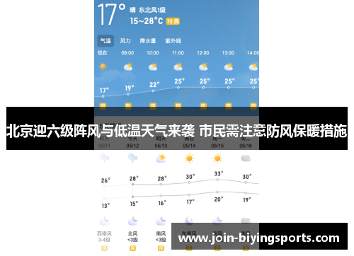 北京迎六级阵风与低温天气来袭 市民需注意防风保暖措施